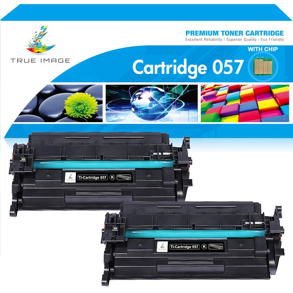 True Image Compatible Canon 057 Toner Cartridge with Chip for Canon 057H 057 Work with imageCLASS MF445dw LBP226dw MF448dw LBP227dw LBP228dw MF449dw MF445 Printer (Black, 2-Pack)