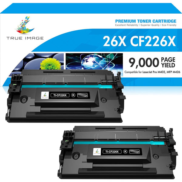 TRUE IMAGE Compatible Toner Cartridge for HP 26X CF226X 26A CF226A CF 226X Laserjet Pro M402n M402dn MFP M426fdw M426fdn M426dw M402 M426 Printer Ink High Yield (Black, 2-Pack)