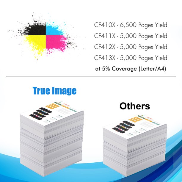 410X Toner Cartridge 4-Pack Compatible for HP 410X CF410X 410A CF410A Color Laserjet Pro MFP M477fnw M477fdw M477fdn M452dn M452nw M452dw M477 M452 M377 Printer Ink (Black Cyan Yellow Magenta)