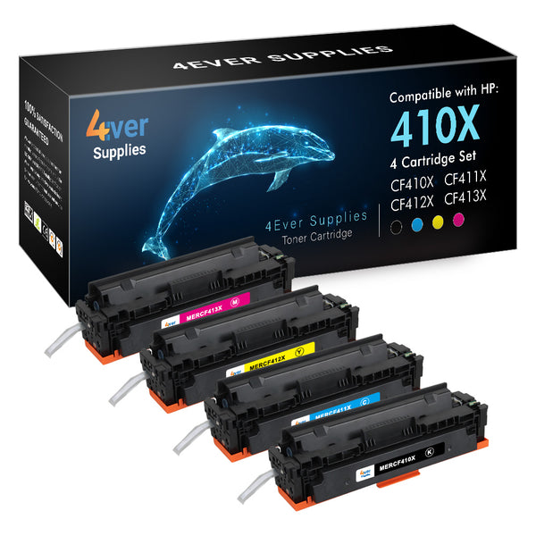 Compatible Toner Cartridge for HP 410X (HP CF410X CF411X CF412X CF413X) 4-Pack colors toner