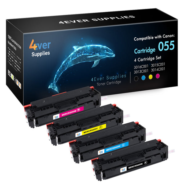 Compatible Toner Cartridge for Canon Cartridge 055 (Canon CRG-055) 4-Pack