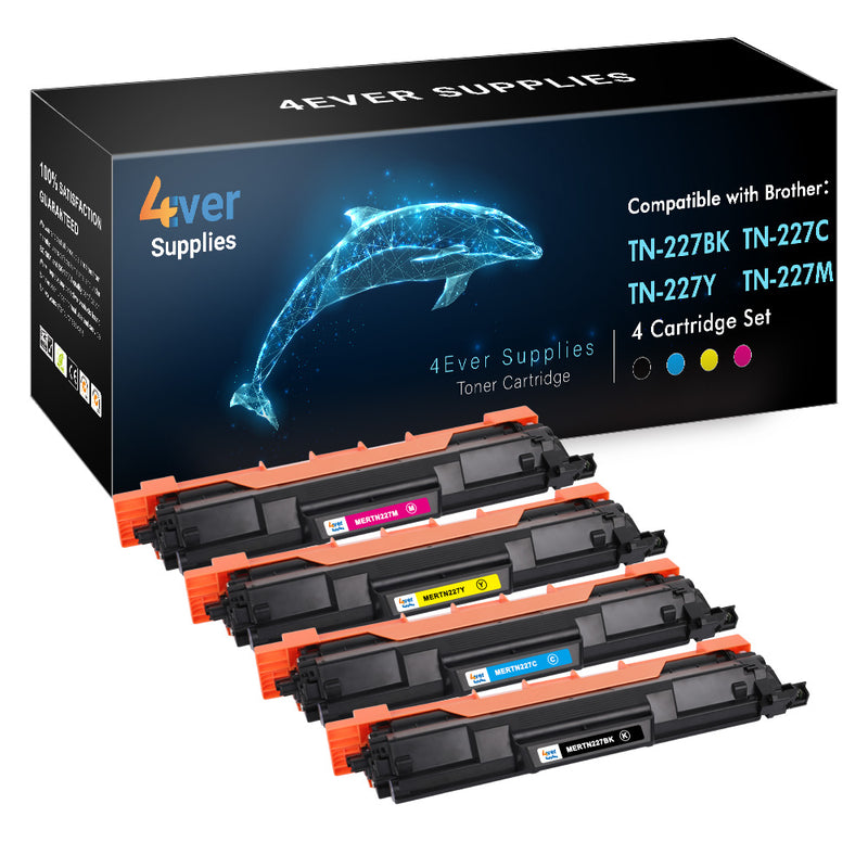 Compatible Toner Cartridge for Brother TN227BK Black, TN227C Cyan, TN227Y Yellow, TN227M Magenta, 4-Pack colors toner