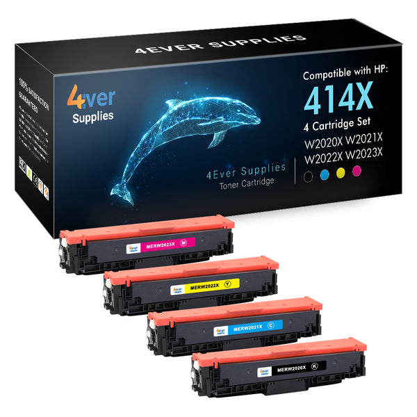 Compatible Toner Cartridge for HP 414X (HP W2020X W2021X W2022X W2023X) 4-Pack colors toner